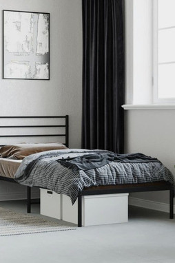 vidaXL 352313 - Cadre de lit métal sans matelas avec tête de lit noir 100x190cm