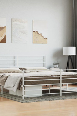 vidaXL 352391 - Cadre de lit métal sans matelas et pied de lit blanc 183x213 cm