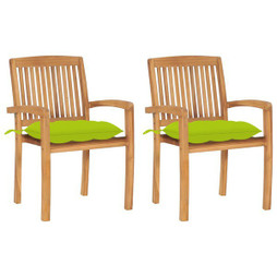 vidaXL 3063278 - Chaises de jardin lot de 2 avec coussins vert vif Teck massif