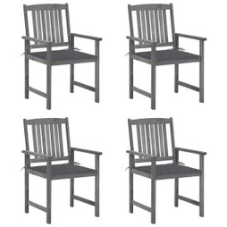 vidaXL 3061222 - Chaises de jardin et coussins lot de 4 Bois acacia massif