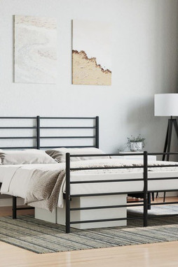 vidaXL 352339 - Cadre de lit métal sans matelas avec pied de lit noir 150x200cm