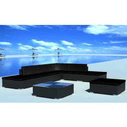 vidaXL 310065 - Salon de jardin 8 pcs avec coussins résine tressée noir
