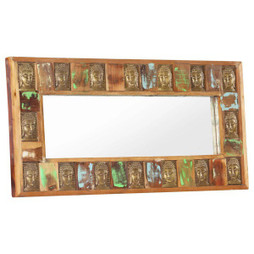 vidaXL 321816 - Mirror with Buddha Cladding 110x50 cm Solid Reclaimed Wood
