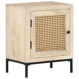 vidaXL 323509 - Table de chevet 40x30x50 cm Bois de manguier et canne naturelle