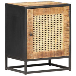 vidaXL 323140 - Table de chevet 40x30x50 cm Bois de manguier et canne naturelle