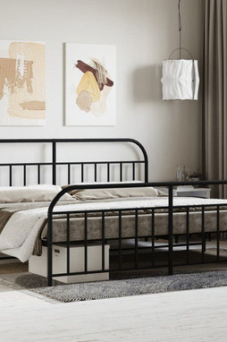 vidaXL 353659 - Cadre de lit métal sans matelas avec pied de lit noir 193x203cm