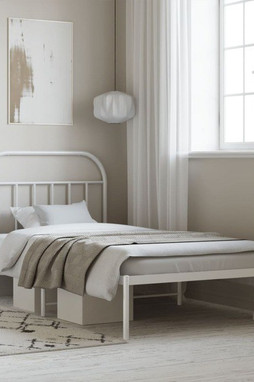 vidaXL 353678 - Cadre de lit métal sans matelas et tête de lit blanc 100x190 cm