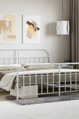 vidaXL 353708 - Cadre de lit métal sans matelas et pied de lit blanc 193x203 cm