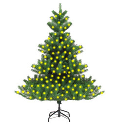 vidaXL 3077475 - Sapin de Noël artificiel Nordmann pré-éclairé vert 210 cm