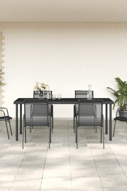vidaXL 3200680 - Ensemble à manger de jardin 7 pcs noir textilène et acier