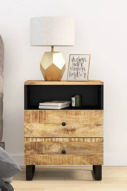 vidaXL 350664 - Table de chevet 50x33x62 cm Bois de manguier et dingénierie