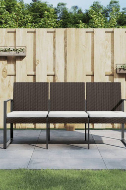 vidaXL 360213 - Banc de jardin à 3 places avec coussins marron PP rotin