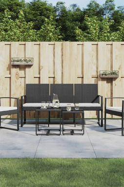 vidaXL 360218 - Ensemble à manger de jardin avec coussins 5 pcs noir rotin PP