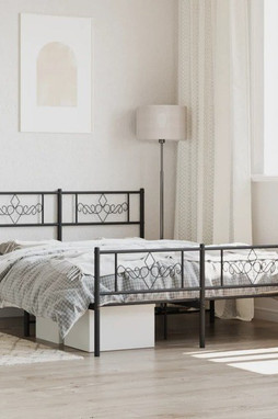 vidaXL 355284 - Cadre de lit métal sans matelas avec pied de lit noir 135x190cm
