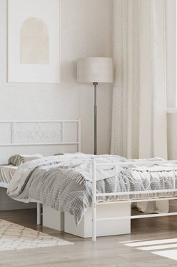 vidaXL 355329 - Cadre de lit métal sans matelas et pied de lit blanc 100x200 cm
