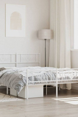 vidaXL 355336 - Cadre de lit métal sans matelas et pied de lit blanc 150x200 cm