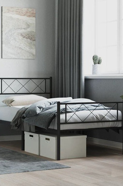 vidaXL 372289 - Cadre de lit métal sans matelas avec pied de lit noir 100x190cm