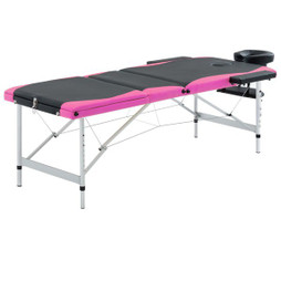 vidaXL 110240 - Table de massage pliable 3 zones Aluminium et rose
