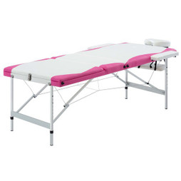 vidaXL 110242 - Table de massage pliable 3 zones Aluminium et rose