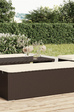 vidaXL 319397 - Banc pouf avec coussin marron 110x30x40 cm résine tressée