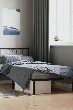 vidaXL 355458 - Cadre de lit métal sans matelas avec tête de lit noir 100x200cm