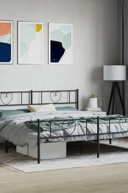 vidaXL 355487 - Cadre de lit métal sans matelas avec pied de lit noir 193x203cm