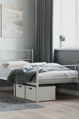 vidaXL 372339 - Cadre de lit métal sans matelas et pied de lit blanc 100x200 cm