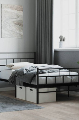 vidaXL 355671 - Cadre de lit métal sans matelas avec pied de lit noir 100x190cm