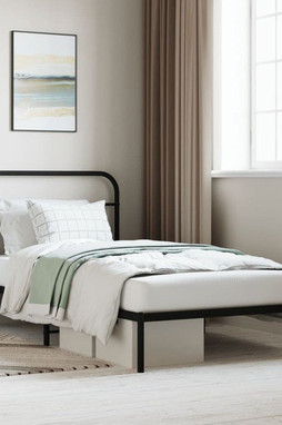 vidaXL 352573 - Cadre de lit métal sans matelas avec tête de lit noir 100x200cm