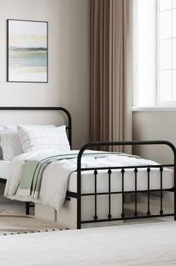 vidaXL 352590 - Cadre de lit métal sans matelas avec pied de lit noir 100x190cm