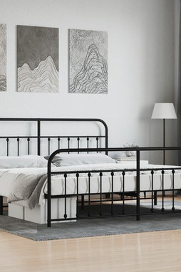 vidaXL 352602 - Cadre de lit métal sans matelas avec pied de lit noir 193x203cm