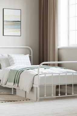 vidaXL 352640 - Cadre de lit métal sans matelas et pied de lit blanc 100x200 cm