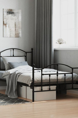 vidaXL 353451 - Cadre de lit métal sans matelas avec pied de lit noir 100x190cm