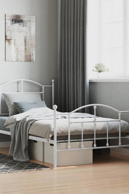 vidaXL 353500 - Cadre de lit métal sans matelas et pied de lit blanc 100x190 cm