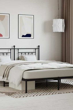 vidaXL 353542 - Cadre de lit métal sans matelas avec tête de lit noir 183x213cm