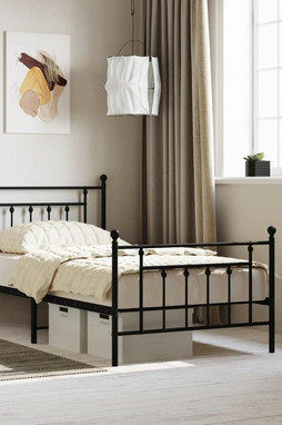 vidaXL 353549 - Cadre de lit métal sans matelas avec pied de lit noir 100x190cm