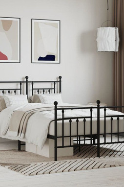 vidaXL 353554 - Cadre de lit métal sans matelas avec pied de lit noir 135x190cm