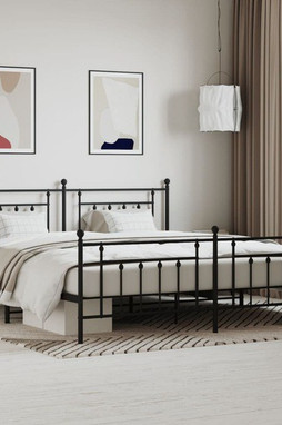 vidaXL 353561 - Cadre de lit métal sans matelas avec pied de lit noir 193x203cm