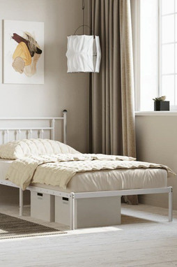 vidaXL 353580 - Cadre de lit métal sans matelas et tête de lit blanc 100x190 cm