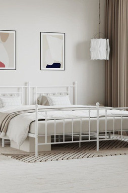 vidaXL 353610 - Cadre de lit métal sans matelas et pied de lit blanc 193x203 cm