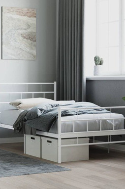 vidaXL 355720 - Cadre de lit métal sans matelas et pied de lit blanc 100x190 cm