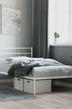 vidaXL 355703 - Cadre de lit métal sans matelas et tête de lit blanc 100x200 cm