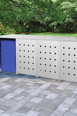 vidaXL 145382 - Abri de poubelle quadruple sur roulettes 240 L Acier inoxydable