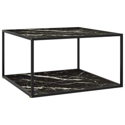 vidaXL 322914 - Table basse avec verre marbre noir 90x90x50 cm
