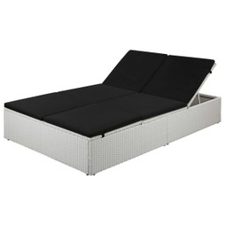 vidaXL 44165 - Chaise longue avec coussin Résine tressée Noir