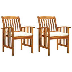 vidaXL 312128 - Chaises à manger de jardin lot de 2 et coussins acacia massif