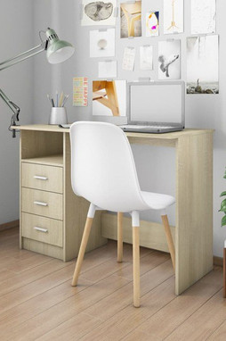 vidaXL 800561 - Bureau avec tiroirs Chêne sonoma 110x50x76 cm Aggloméré