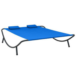 vidaXL 313531 - Chaise longue dextérieur tissu bleu