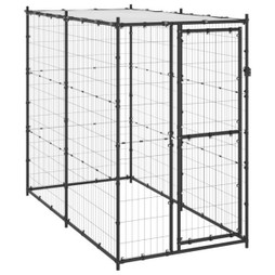 vidaXL 150795 - Chenil dextérieur pour chiens Acier avec toit 110x220x180 cm