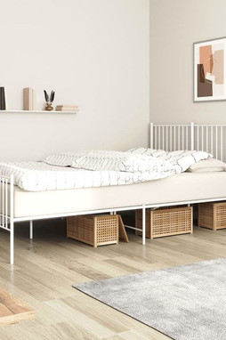 vidaXL 350951 - Cadre de lit métal sans matelas et pied de lit blanc 150x200 cm